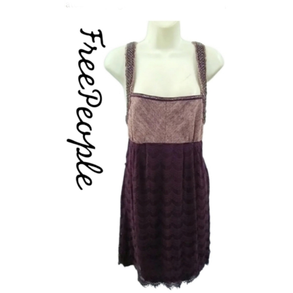 FREE PEOPLE HERRINGBONE BEADED STRAP DRESS - Picture 4 of 4